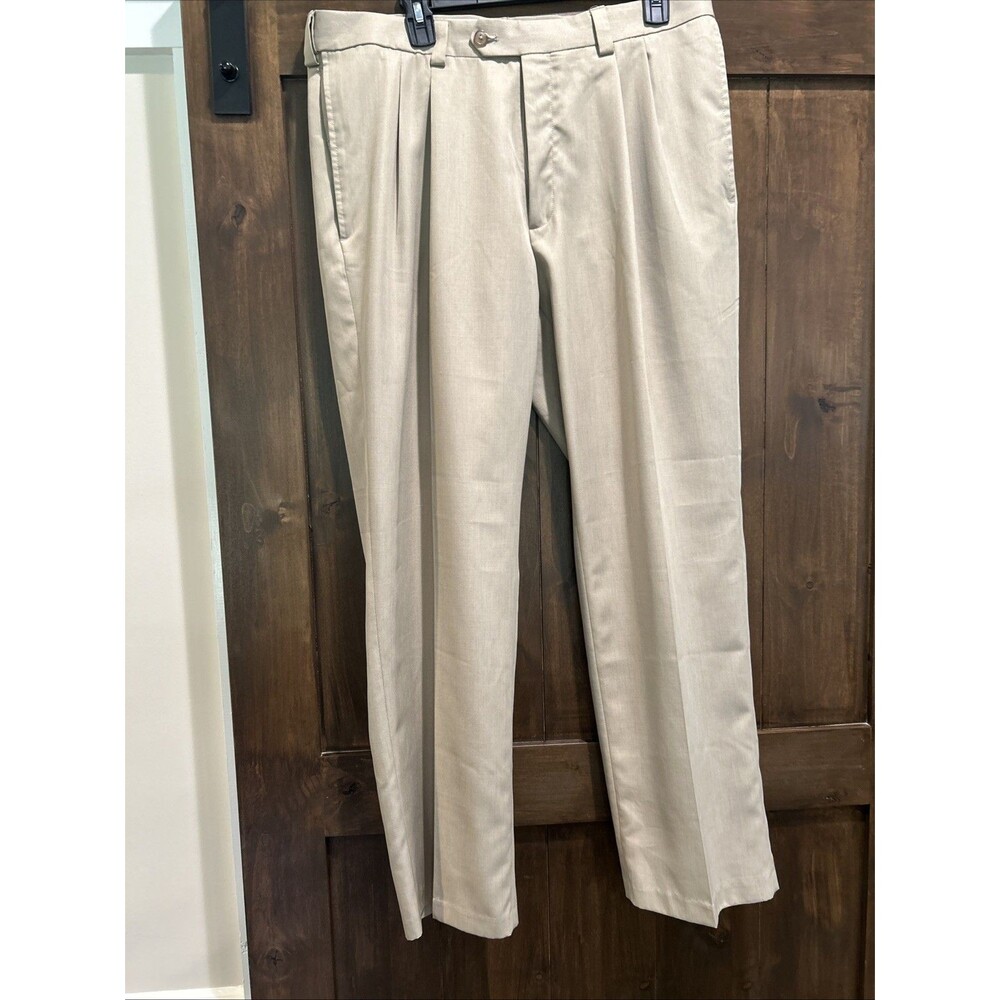 M46 Haggar Classic Fit Repreve Beige Dress Pants Men’s 38x30